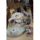 Mixed ceramics & glassware including early bottles and a Carlton ware dish