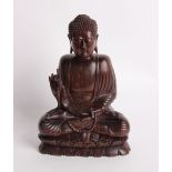 A Chinese hardwood carving of a seated Buddha, modern, height 33cm