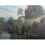 Continental School (20th century) River landscape Watercolour Indistinctly signed, lower right 49