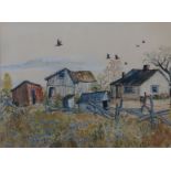 British School (20th Century)Farm sceneWatercolourIndistinctly signed 'John…' and dated October 1989