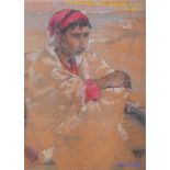 20th Century SchoolNorth African seatedPrintIndistinct signature 69 x 49cm