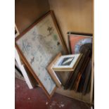 A large group of framed pictures etc, mostly prints (one pigeon hole)