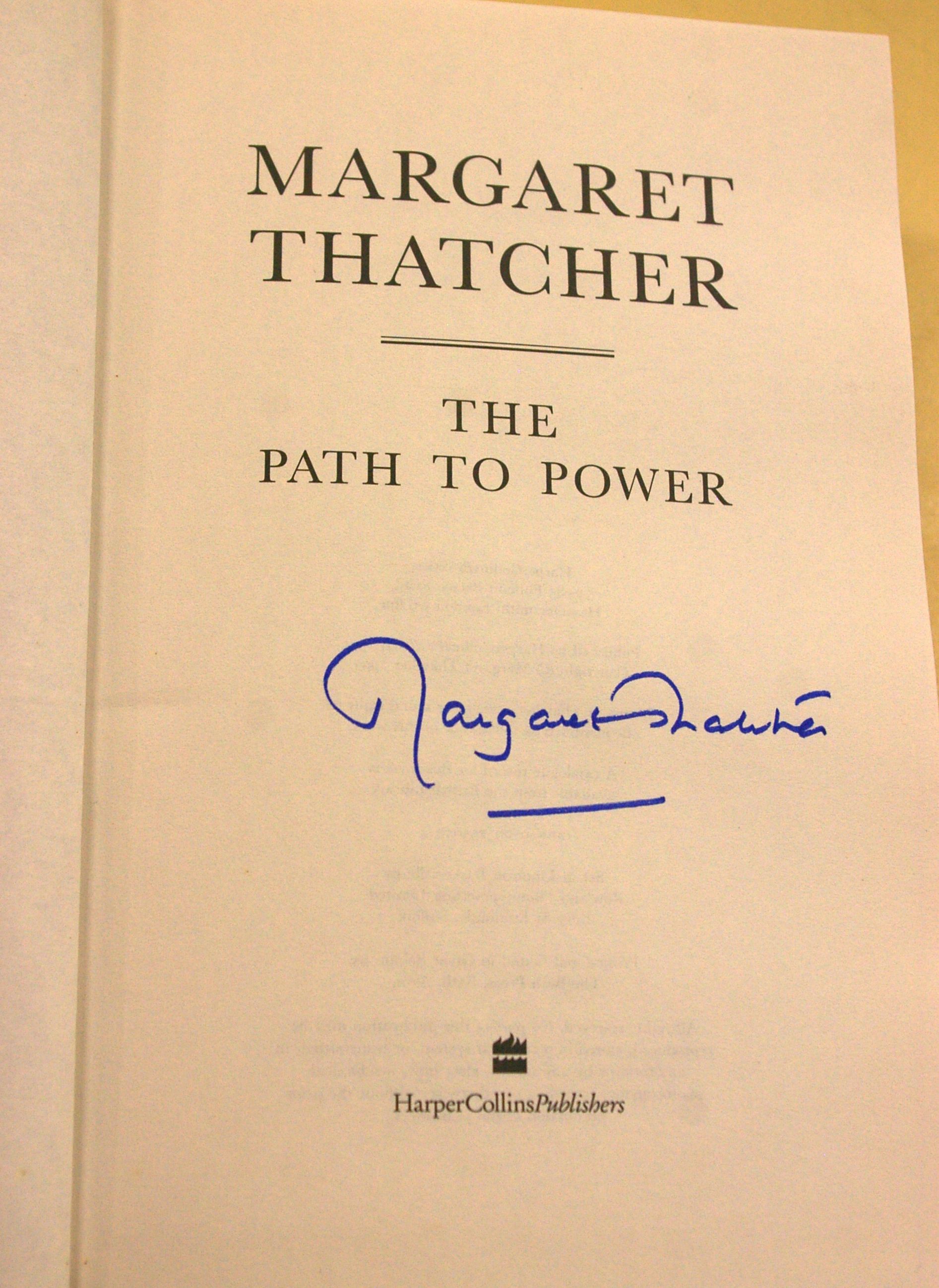 BOOKS A First Edition, The Path to Power, signed Margaret Thatcher, in blue - Image 2 of 2