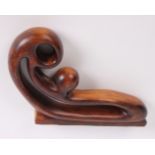 An abstract wood carving, wave form, signed monogramme CP and dated '84, w: 42cm