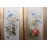 A pair of flower studies signed F. McCormick (1814), a pair of fishing smacks signed MB, monogram
