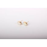 A pair of 9ct gold oval Cabochon white opal stud earrings, 1.1g in total