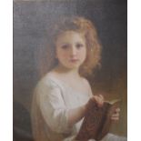 After BouguereauPortrait of a young girl reading a book Oleograph 57 x 47cm