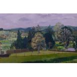 Alison M Booker (20th century) The Garden Oil on board Signed, lower right 50 x 76cm