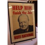 'Help Him Finish the Job. Vote Unionist'. A campaign poster depicting Winston Churchill for the