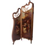 A 19th Century three fold screen depicting 19th Century style painted scenes 177cm high