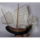 A scale model of a Foochow Pole Chinese junk, a fully rigged wood hull early 20th century with