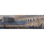 Simon HodgesVenice, Boats at SunsetOil on canvas 19 x 59cmTogether with another Venetian view, 19