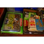 A Subbuteo game and additional team sets, a jig map jigsaws and a 3-D viewer