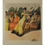 After Alexandre Lunois Bailanas FlamencasColour print46 x 36cm Together with another titled Le