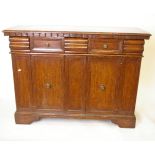 A Louis XV style walnut commode with short drawers and cupboards below 108cm high, 147cm wide