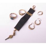 A collection of jewellery, comprising; a late Victorian 9ct rose gold and bloodstone (damaged)