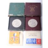 Collection of coins; 1953 Coronation cased set 10 coins, carded set George V silver coinage 5 coins,