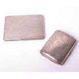 Two silver cigarette cases, comprising; a rectangular bevel-edged and engine turned case, Birmingham