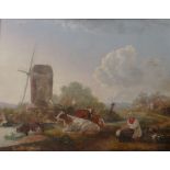 19th Century SchoolLandscape scene with windmillOil on board Label verso27 x 34cm