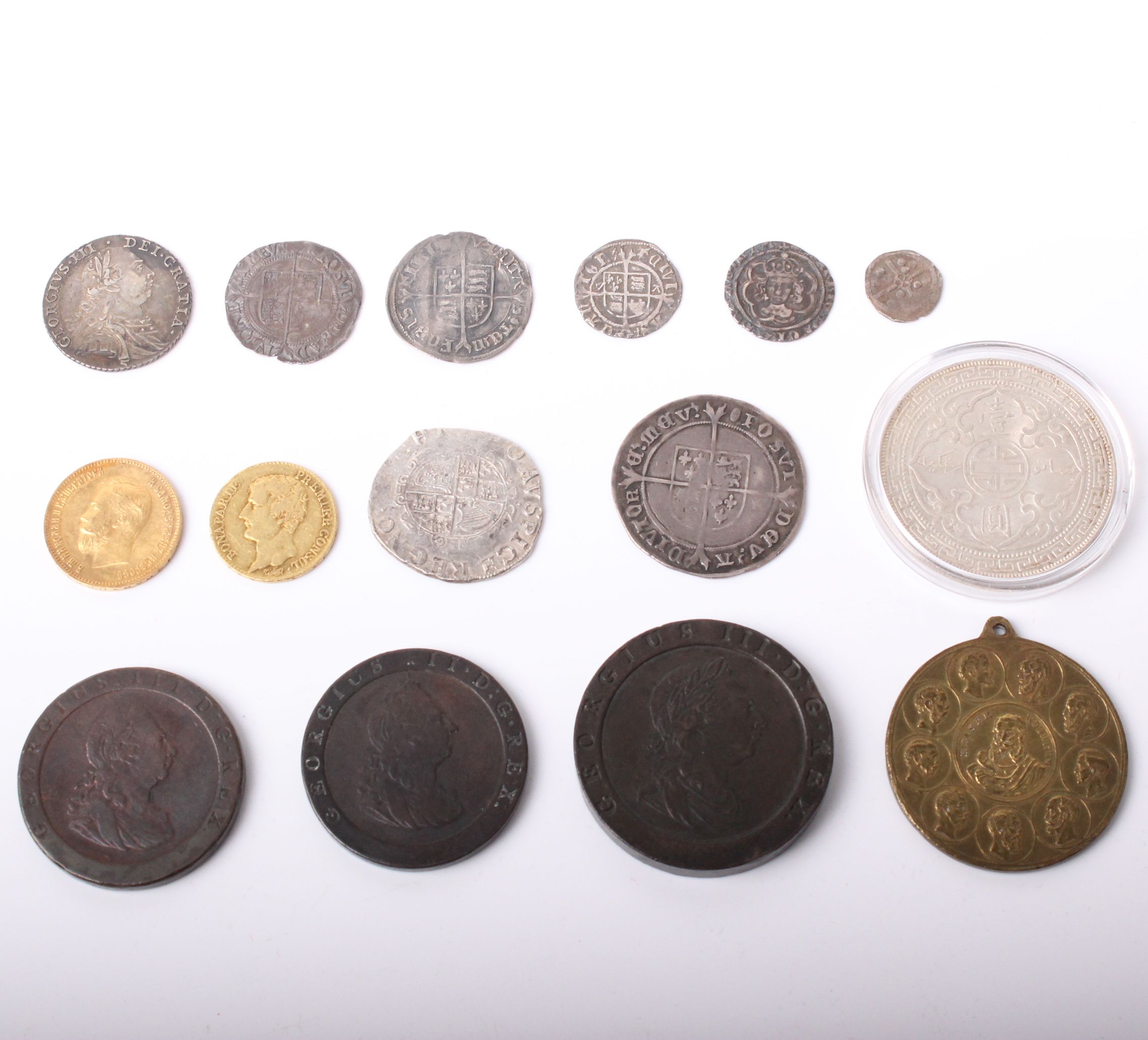 A small coin collection mostly GB including 1797 2 penny piece, two 1797 cartwheel pennies, 1787 - Image 2 of 3