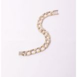 A 9ct gold part textured curb link bracelet, Sheffield Convention marks, 30.5g.