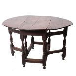 An oak gateleg dining table, 18th century and later. Top 117 x 91cm