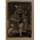 20th Century SchoolA lady posing with her dogEtchingUnsigned, 32 x 22cm;Together with a portfolio