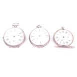 Three silver cased pocket watches, comprising; D Cambria London, no.90, a Victorian fusee lever open