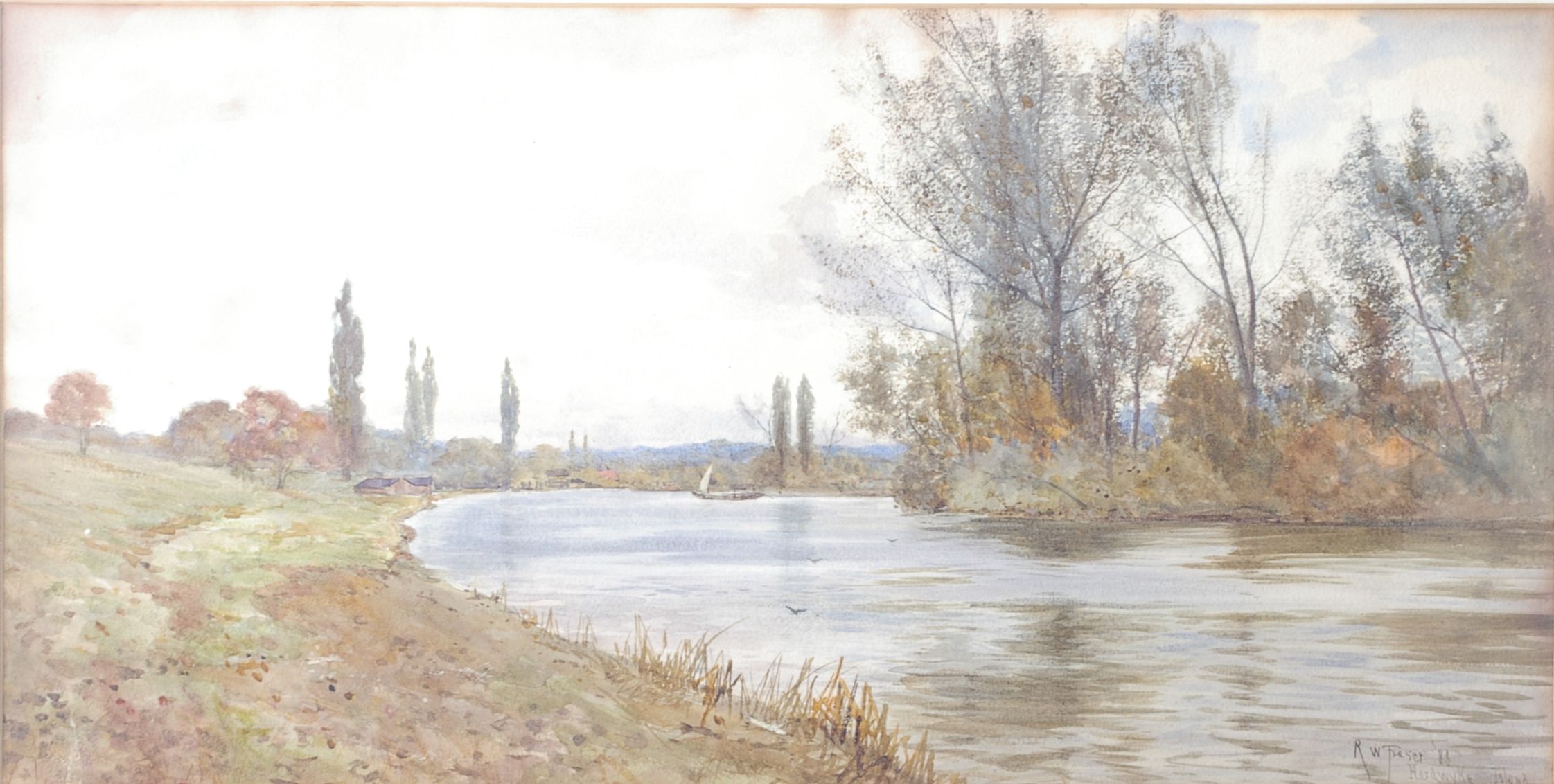 R.W Fraser Wrexham Broad and Hardwyke IslandTwo watercoloursEach signed and titled 48 x 24cm and