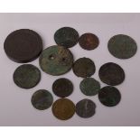 A collection of George III and later British and foreign coins, including some George III tokens