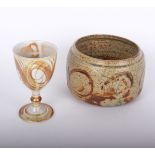 Mixed Lot: pottery goblet, Alan Caiger-Smith Aldermaston pottery, a studio pottery bowl, fifteen