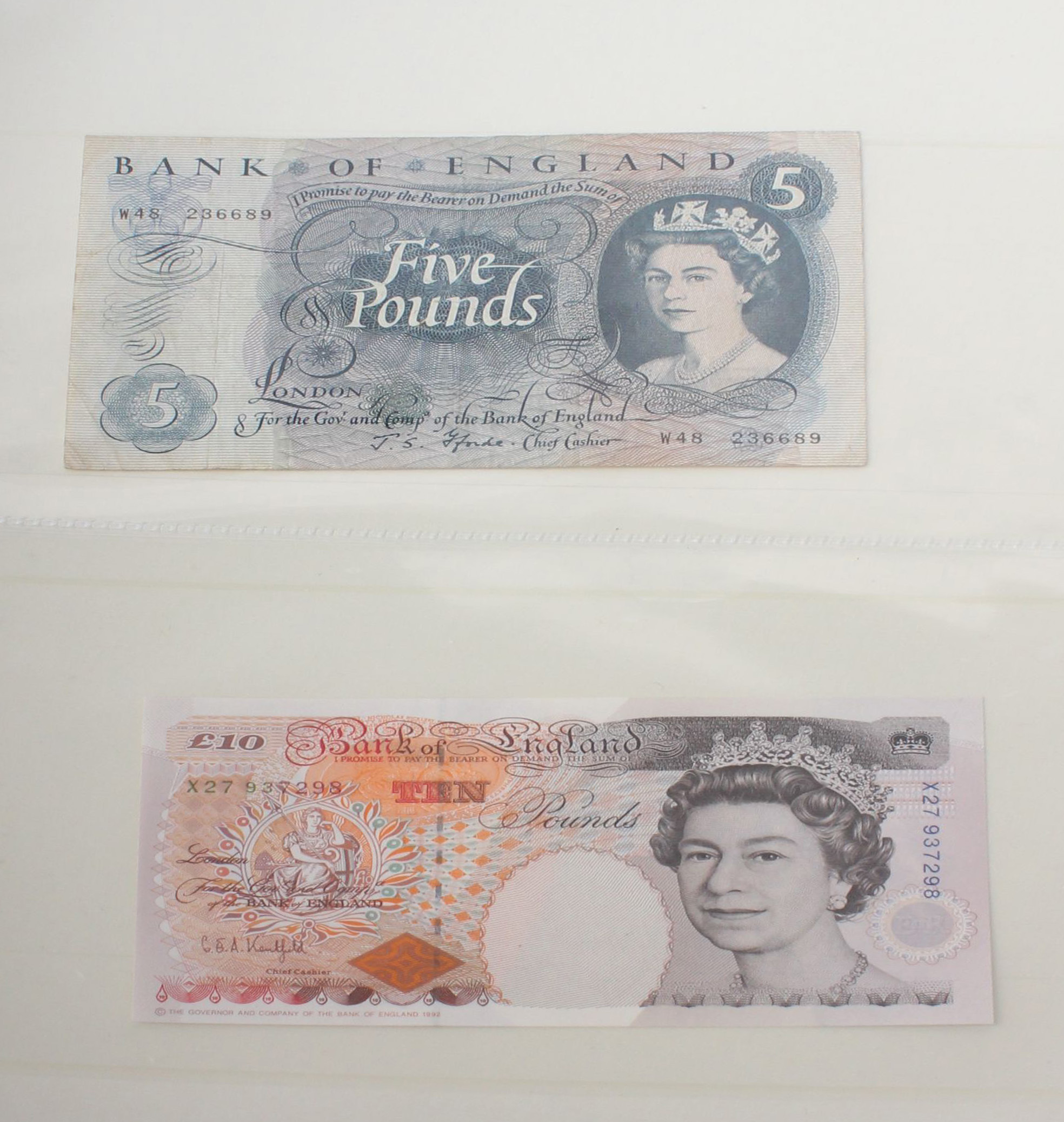 Bank notes; Ten GB notes including two Warren Fisher pound notes (1928), two blue Scottish pound - Image 2 of 2