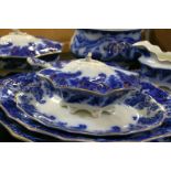 A part late Victorian blue and white dinner service including, two tureens (twenty five pieces)