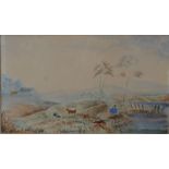 Italian School, circa 1860LandscapeWatercolour en grisaille13 x 24cmTogether with five further