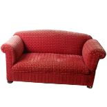 A two seater sofa, recently upholstered , with single drop arm175cm wide
