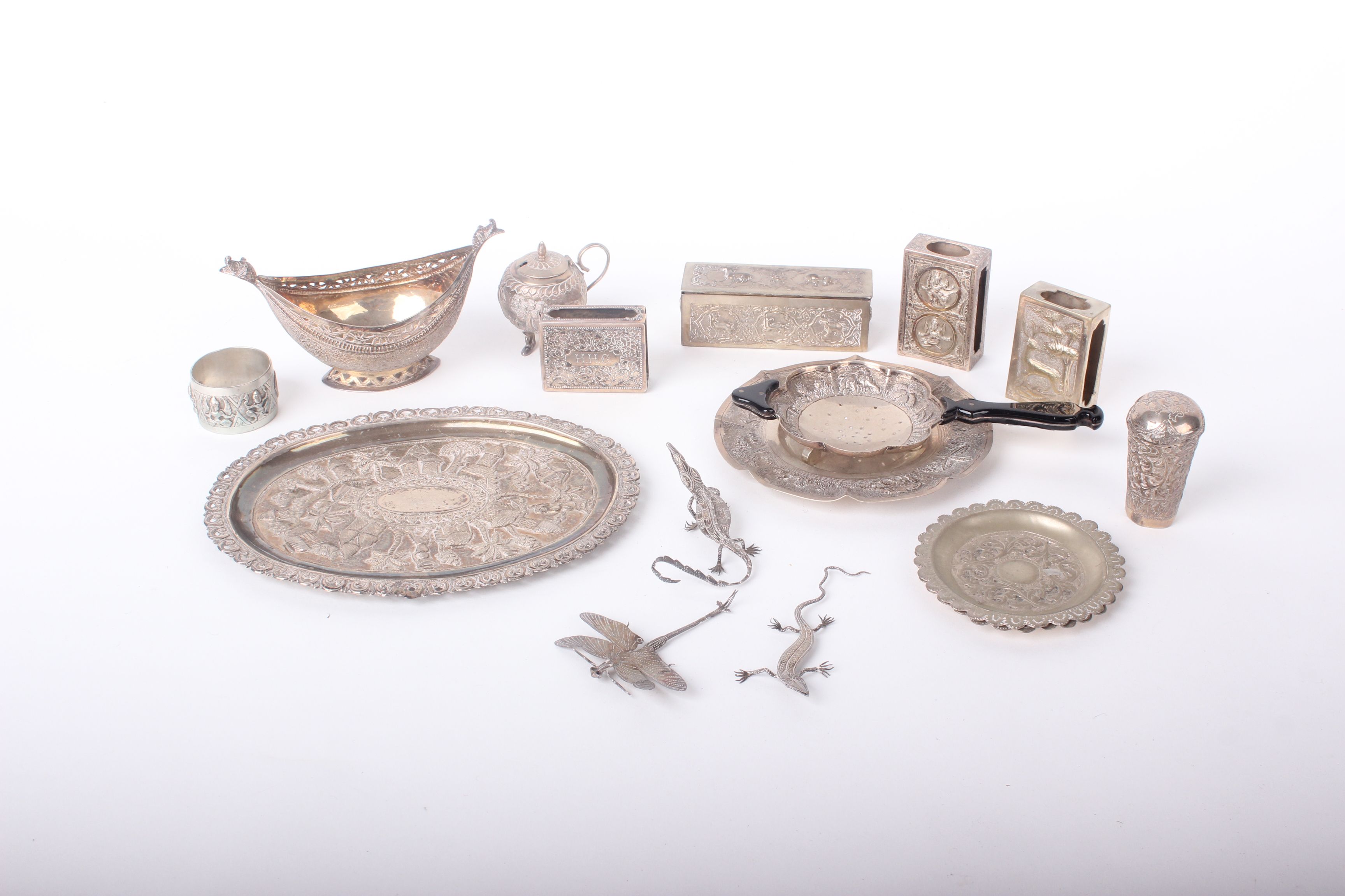 A quantity of Far Eastern, Indian and miscellaneous white metal and plated items; including - Image 2 of 3