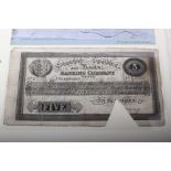 Bank notes; collection of seven early notes and cheques including Stamford, Spalding and Boston;