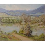 Colin J Angus (Australian 1907-2002)The Murray at Jingellic Oil on canvas laid to boardSigned