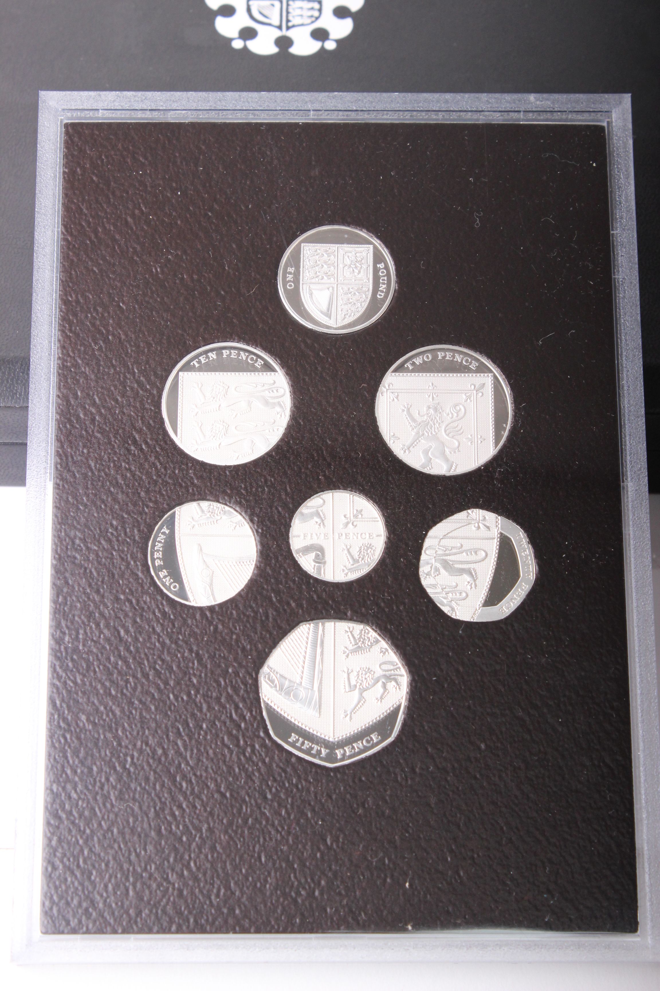 Royal Mint 2008 UK silver proof (.925 sterling) Royal Shield of Arms 7 coin set 42.93 grams (1.4oz).