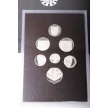 Royal Mint 2008 UK silver proof (.925 sterling) Royal Shield of Arms 7 coin set 42.93 grams (1.4oz).