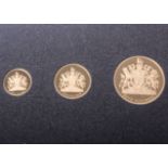 Westminster 2012 Jersey Gold Diamond Jubilee proof set; 3 coins; 5 pounds; 2 pounds and 1 pound,