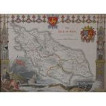 Eight various maps and prints, to include the Isle of Man and Shropshire together with a pencil