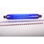 A 19th Century Nailsea walking stick, three colour twist (98cm), a colour twist swizzle stick and