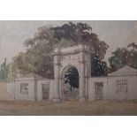 John Frye Bourne (1912-1991)Gatehouse to an English country houseWatercolour23 x 33cm After Carl
