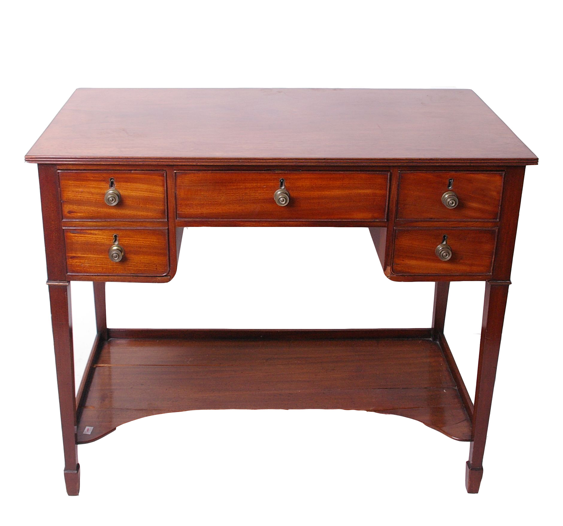 A Regency mahogany dressing table , circa 1815, the central frieze drawer flanked by double