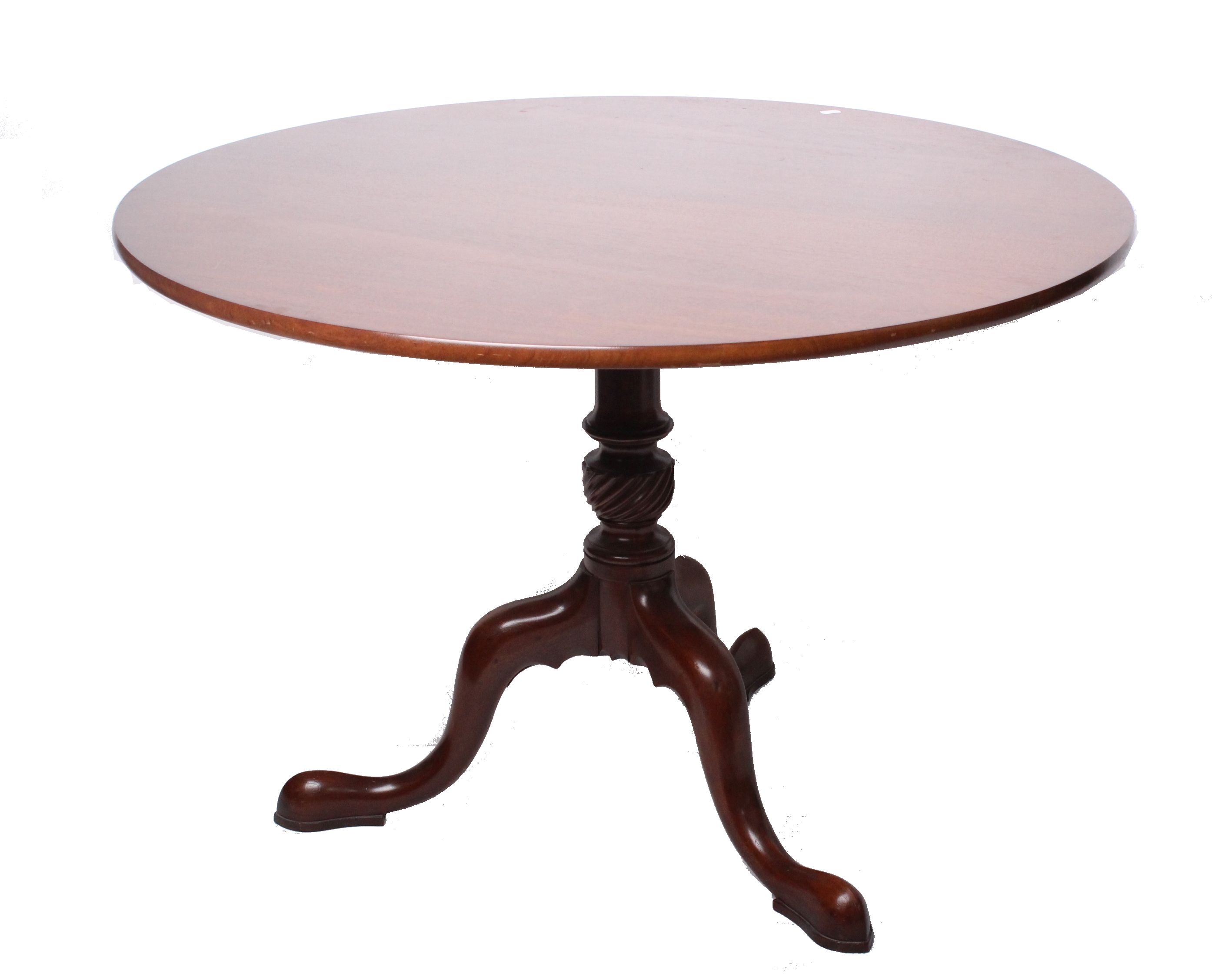 A 19th Century mahogany tilt top supper table 74cm high, 108cm diameter