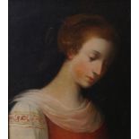 English School Portrait of a ladyOil on canvasUnsigned42 x 37cm