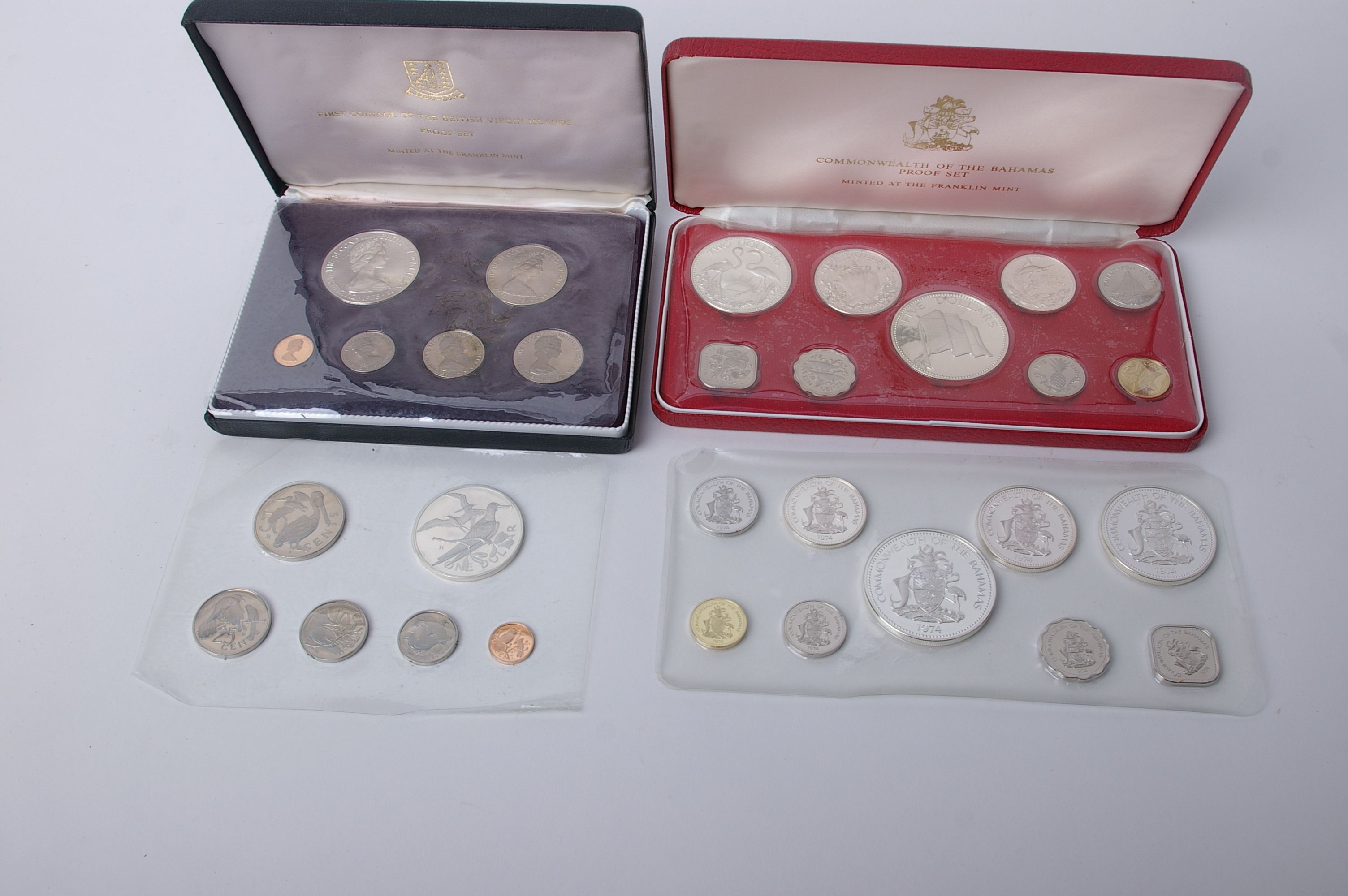 Eleven proof sets: three Bahamas 1974, four first national coinage of Barbados 1973, four first