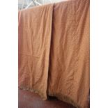 Four large panels, with blind cords and some fittings, curtain material, long drops with tassel