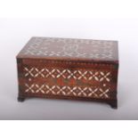 An Anglo Indian inlaid hardwood box 20cm high, 38cm wide